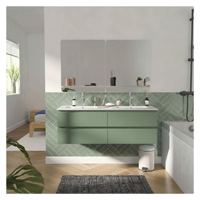 Meuble double vasque suspendu avec plan céramique 120cm SORRENTO MOB IN