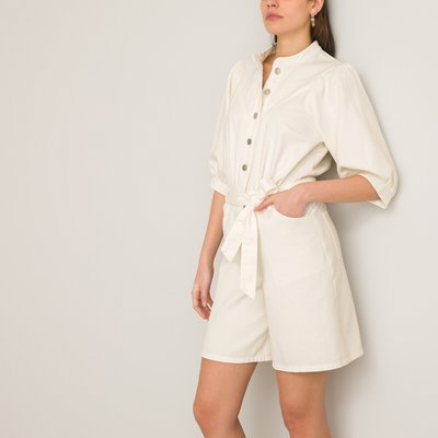Комбинезон с короткими рукавами с напуском из денима LA REDOUTE COLLECTIONS