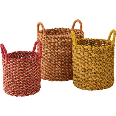 Lot de 3 paniers en raphia tressé RECOLLECTION
