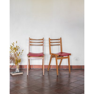 Paire de chaises en bois Alma N°199 - Bon état DEBONGOUT