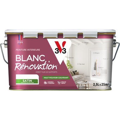 Peinture murale Blanc Rénovation® Satin, les blancs V33