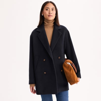 Manteau court, fermeture boutonnée, drap de laine ANNE WEYBURN