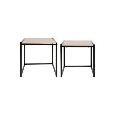 Lot de 2 Tables d'appoint Carrées Bois et Métal OSTARIA