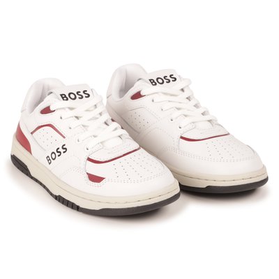 Baskets lacées en cuir de vachette BOSS KIDSWEAR