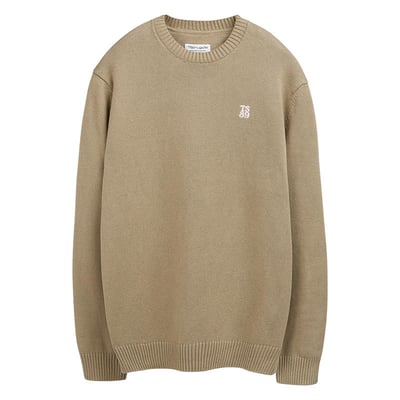 Pull en coton rose à coupe droite pourvu d'un col rond épais TEDDY SMITH