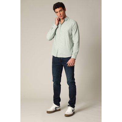Chemise jacquard en lin à rayures fines et manches longues MYERS DEELUXE