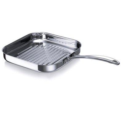 Poêle grill carrée   26,5 cm en inox-CHEF BEKA