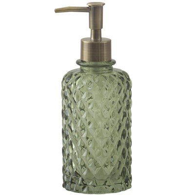 Distributeur de savon en verre diamant vert 7.5x7.5x20cm WADIGA