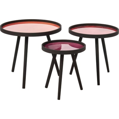 Set de 3 tables basses rondes en bois RECOLLECTION