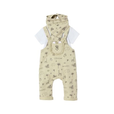 Ensemble 3 pièces naissance salopette + body + foulard VERTBAUDET