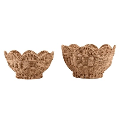 Set de 2 corbeilles en forme de fleur en corde de papier ORNAMI