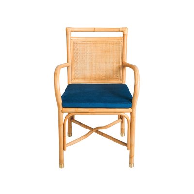 Fauteuil de table rotin et velours RIVIERA KOK