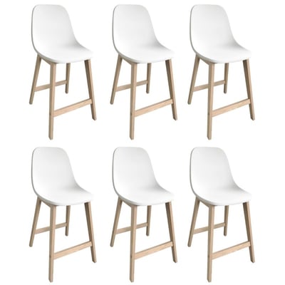 Lot de chaises d'ilot et bar en chêne avec assise plastique 65cm ELIOS | Lot de 6 MOB IN