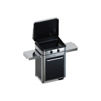 Plancha gaz Combo Enosign 65 Inox et Noir sur chariot, 56x40 cm ENO