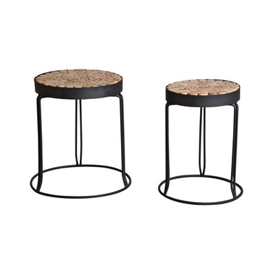 Sellettes rondes en métal et sapin (Lot de 2) AUBRY GASPARD