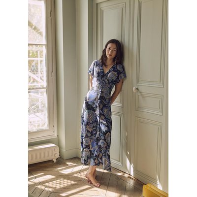 Robe longue imprimée à manches courtes LA FEE MARABOUTEE