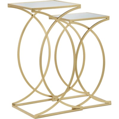 Lot de 2 bouts de canapé plateau miroir GLAM RECOLLECTION