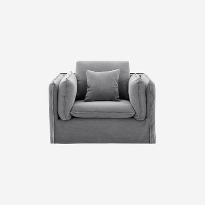 Fauteuil déhoussable en coton et lin ANDRIA HABITAT
