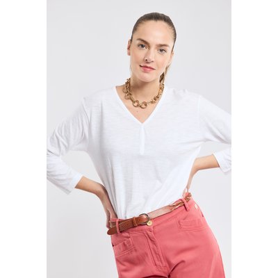 T-shirt manches 3/4 col V en coton flammé ARMOR-LUX