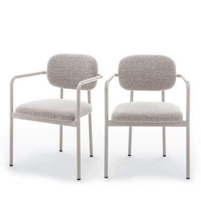 Lot de 2 fauteuils de table en tissu bouclette pieds beiges - STUART DRAWER