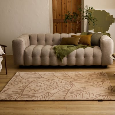 Tapis fait main en laine motif feuille CÈDRE BLANC NAZAR RUGS X PANTONE