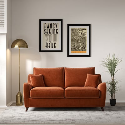 Amelia Velvet 2 Seater Sofa with Dark Wood Legs ÉDITÉ