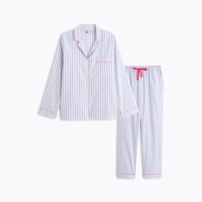Pyjama col tailleur en popeline de coton, ESSENTIEL RAYÉ LAURENCE TAVERNIER