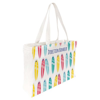 Tote bag en coton imprimé planches de surf DRAEGER PARIS