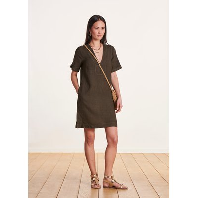 Robe courte en lin à manches courtes LA FEE MARABOUTEE