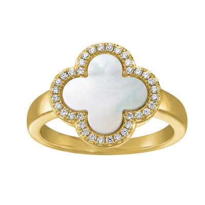 LEGENDE - Ring in gilded silver, zirconium oxide, mother-of-pearl by Charles Garnier CHARLES GARNIER