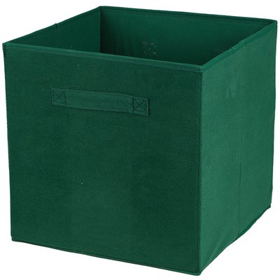 Boîte de rangement cube en velours côtelé vert 31x31x31cm WADIGA