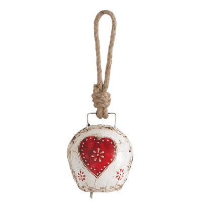 Cloche en métal vieilli avec coeur rouge AUBRY GASPARD