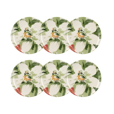 Lot de 6 assiettes à dessert en porcelaine 21cm, FLORALUX NOVASTYL