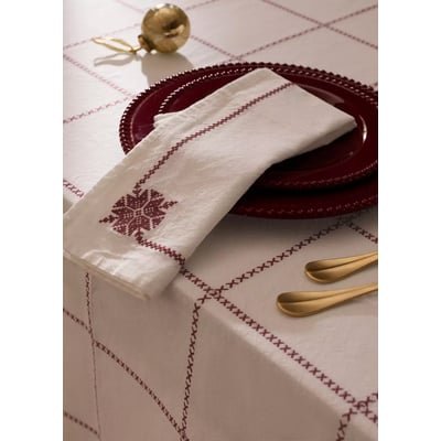 Lot de 2 serviettes de table 100 % coton avec broderie de Noël MANGO HOME