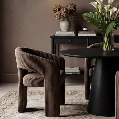 Alpaca Curved Corduroy Upholstered Dining Chair ÉDITÉ