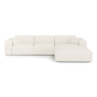 Canapé angle droit convertible 5 places en tissu bouclette MYRA SIA HOME