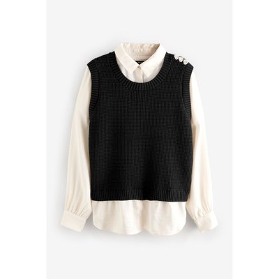 Pull chemise superposée boutons brillants NEXT
