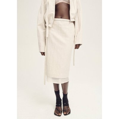 Jupe midi en lin mélangé combinée MANGO