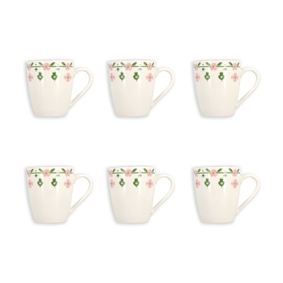 Lot de 6 mugs 36cl en porcelaine, PRIMAVERA NOVASTYL