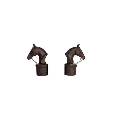 Serre-livres Tête de Cheval en Résine Marron WADIGA
