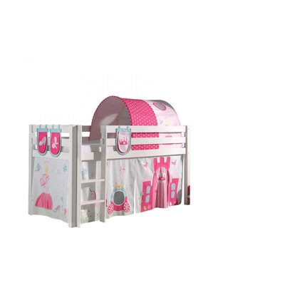 PINO Lit sureleve avec sommier + Rideau + tunnel de lit + 3 pochettes Little Princess VIPACK