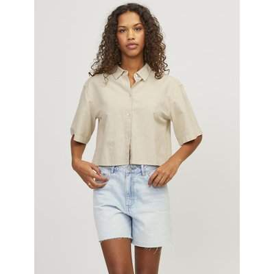 Chemise à manches courtes JXLulu cropped linen JJXX