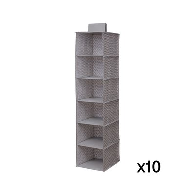 Lot de 10 racks 6 cases intissés géométrique fond gris CALICOSY