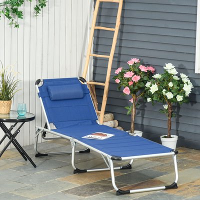 Bain de soleil pliable dossier réglable matelassage tétière alu textilène OUTSUNNY