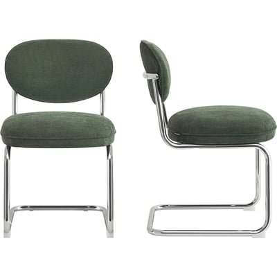 Lot de 2 chaises de salle à manger chromées en tissu chenille - LOU HOMIFAB