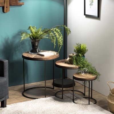 Table d'appoint gigogne bois recyclé (lot de 3) SWING PIER IMPORT