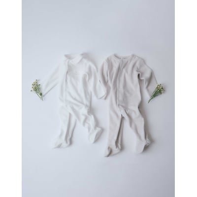 Lot de 2 pyjamas unis/à rayures en velours ZIPPY