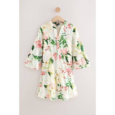 Robe chemise courte imprimée et brodée NEXT