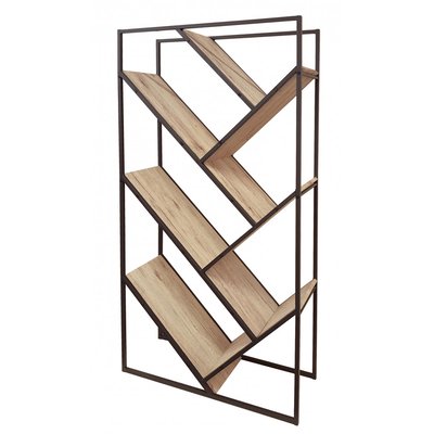 Étagère Bibliothèque Originale en Bois MDF et Métal Noir Design WADIGA
