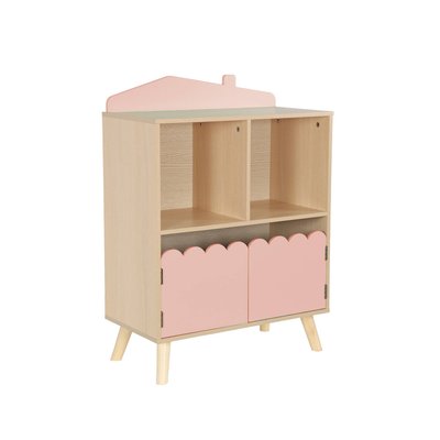 Bibliothèque enfant décor bois 2 étagères 2 portes AZUR SWEEEK